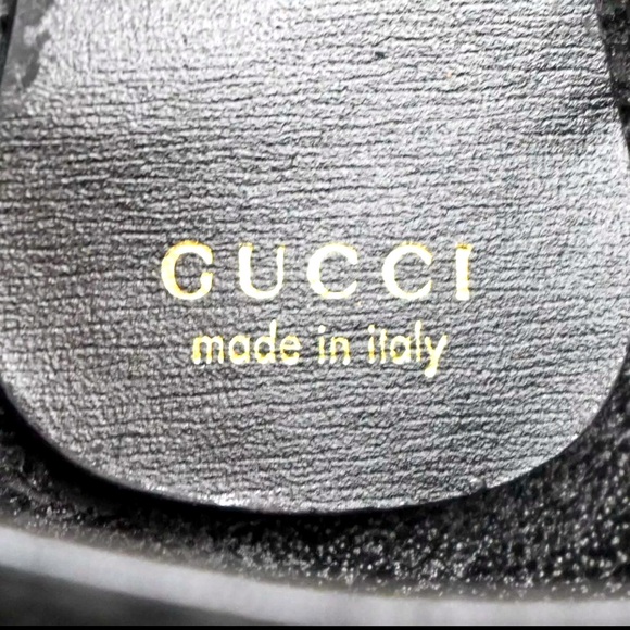 GUCCI Logo Tote Hand Bag  Leather Black Gold Made In Italy Vintage 💕💕 - Picture 11 of 12